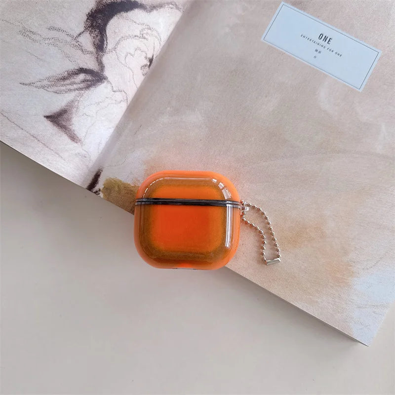 Dynamic Glitter Quicksand AirPods Case — Black & Orange
